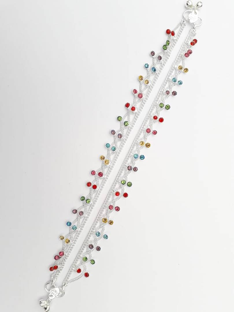 Multicoloured German Silver Anklet